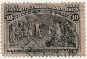 Used Stamp USA 1893 SC237 Columbus Presenting Natives Black brown 10 Cent 1893
