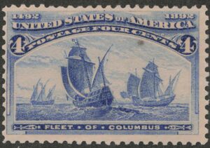 Mint Lightly Hinged Stamp USA 1893 SC233 Fleet of Columbus Ultramarine 4 Cent 1893
