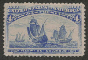 Mint Never Hinged Stamp USA 1893 SC233 Fleet of Columbus Ultramarine 4 Cent 1893