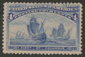 Mint Never Hinged Stamp USA 1893 SC233 Fleet of Columbus Ultramarine 4 Cent 1893