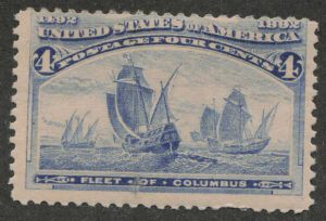 Mint Hinged Stamp USA 1893 SC233 Fleet of Columbus Ultramarine 4 Cent 1893
