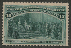 Mint Never Hinged Stamp USA 1893 SC238 Columbus Announcing His Discovery Dark green 15 Cent 1893
