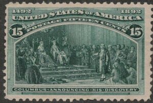Mint No Gum Stamp USA 1893 SC238 Columbus Announcing His Discovery Dark green 15 Cent 1893