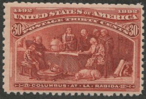 Mint Never Hinged Stamp USA 1893 SC239 Columbus at La Rábida Friary Orange brown 30 Cent 1893