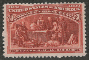 Mint Lightly Hinged Stamp USA 1893 SC239 Columbus at La Rábida Friary Orange brown 30 Cent 1893