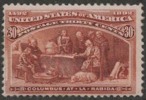 Mint Regummed Stamp USA 1893 SC239 Columbus at La Rábida Friary Orange brown 30 Cent 1893