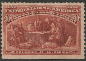 Mint Hinged Stamp USA 1893 SC239 Columbus at La Rábida Friary Orange brown 30 Cent 1893