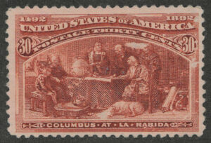 Mint No Gum Stamp USA 1893 SC239 Columbus at La Rábida Friary Orange brown 30 Cent 1893
