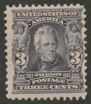Mint Never Hinged Stamp USA 1903 SC302 Andrew Jackson Bright violet 3 Cent 1903