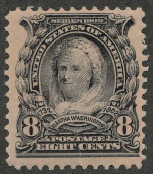 Mint Never Hinged Stamp USA 1902 SC306 Martha Washington (1731-1802), former First Lady of the USA Violet black 8 Cent 1902