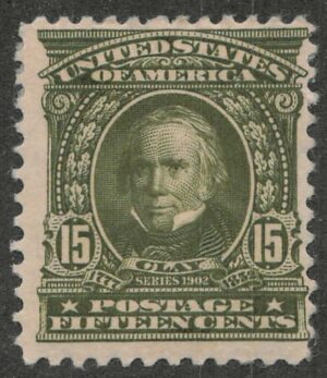 Mint Hinged Stamp USA 1903 SC309 Henry Clay Olive 15 Cent 1903