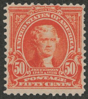 Mint Never Hinged Stamp USA 1903 SC310 Thomas Jefferson Orange 50 Cent 1903