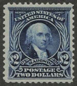 Mint Hinged Stamp USA 1903 SC312 James Madison Dark blue 2 Dollar 1903
