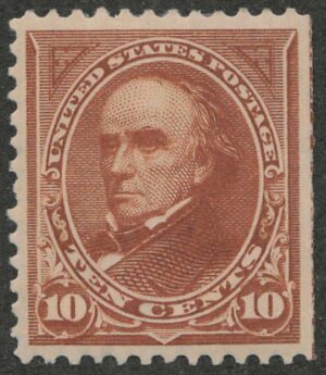 Mint Hinged Stamp USA 1898 SC283 Daniel Webster Orange brown 10 Cent 1898