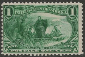 Mint Never Hinged Stamp USA 1898 SC285 Jacques Marquette (1637-1675), French Jesuit missionary Dark yellow green 1 Cent 1898