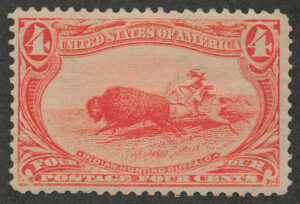 Mint Never Hinged Stamp USA 1898 SC287 Buffalo (Bison bison), Hunted by Indians Orange 4 Cent 1898