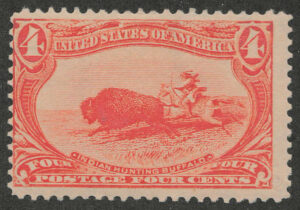 Mint Never Hinged Stamp USA 1898 SC287 Buffalo (Bison bison), Hunted by Indians Orange 4 Cent 1898