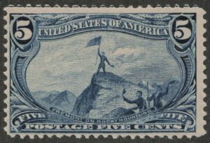 Mint Lightly Hinged Stamp USA 1898 SC288 Major General John C. Frémont (1813-1890), former US senator Dull blue 5 Cent 1898