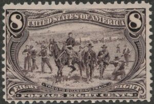 Mint No Gum Stamp USA 1898 SC289 Troops Guarding Wagon Train, Horse (Equus ferus caballus) Violet brown 8 Cent 1898