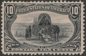 Mint Hinged Stamp USA 1898 SC290 Hardships of Emigration Grey violet 10 Cent 1898