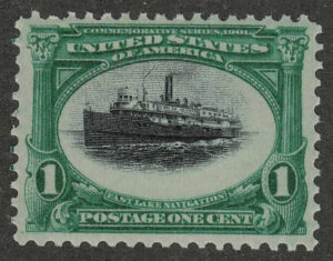 Mint Never Hinged Stamp USA 1901 SC294 Steamer City of Alpena (1893) Green,Black 1 Cent 1901