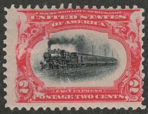 Mint Never Hinged Stamp USA 1901 SC295 Empire State Express (1891), passenger train Black,Carmine 2 Cent 1901