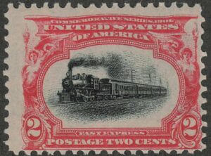Mint Never Hinged Stamp USA 1901 SC295 Empire State Express (1891), passenger train Black,Carmine 2 Cent 1901