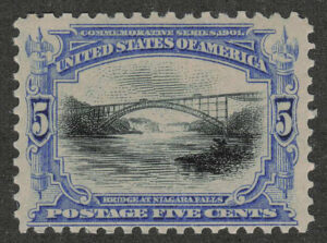 Mint Never Hinged Stamp USA 1901 SC297 Whirlpool Rapids Bridge (1897), Niagara Falls Black,Ultramarine 5 Cent 1901