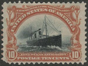 Mint Never Hinged Stamp USA 1901 SC299 Ocean liner SS Saint Paul (1895) Black,Yellow brown 10 Cent 1901