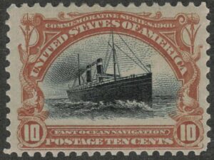 Mint Never Hinged Stamp USA 1901 SC299 Ocean liner SS Saint Paul (1895) Black,Yellow brown 10 Cent 1901