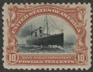 Mint Never Hinged Stamp USA 1901 SC299 Ocean liner SS Saint Paul (1895) Black,Yellow brown 10 Cent 1901