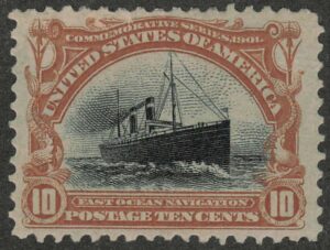 Mint Never Hinged Stamp USA 1901 SC299 Ocean liner SS Saint Paul (1895) Black,Yellow brown 10 Cent 1901