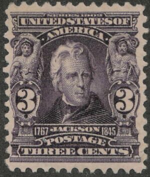 Mint Hinged Stamp USA 1903 SC302 Andrew Jackson Bright violet 3 Cent 1903