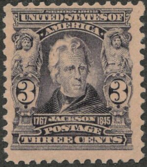 Mint Lightly Hinged Stamp USA 1903 SC302 Andrew Jackson Bright violet 3 Cent 1903