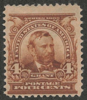 Mint Hinged Stamp USA 1903 SC303 Ulysses S Grant Brown 4 Cent 1903