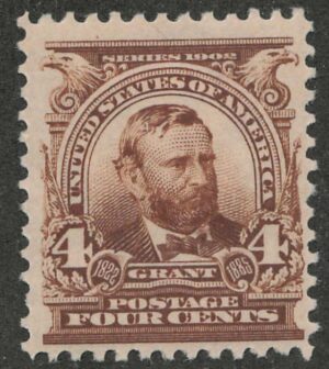 Mint Hinged Stamp USA 1903 SC303 Ulysses S Grant Brown 4 Cent 1903
