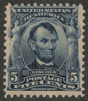Mint Never Hinged Stamp USA 1903 SC304 Abraham Lincoln Blue 5 Cent 1903