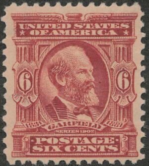 Mint Lightly Hinged Stamp USA 1903 SC305 James A. Garfield Claret 6 Cent 1903