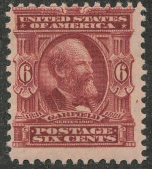 Mint Never Hinged Stamp USA 1903 SC305 James A. Garfield Claret 6 Cent 1903