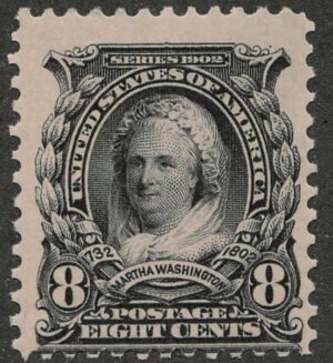 Mint Never Hinged Stamp USA 1902 SC306 Martha Washington (1731-1802), former First Lady of the USA Violet black 8 Cent 1902