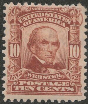 Mint Hinged Stamp USA 1903 SC307 Daniel Webster Red Brown 10 Cent 1903