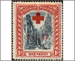 Mint Stamp Bahamas 1917 SCB1 Overprinted in Red 1 d - British penny (old) Black,Carmine**STOCK IMAGE**