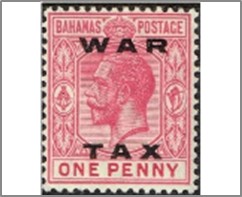 Mint Stamp Bahamas 1919 SCMR12 Overprinted, Black 1 d - British penny (old) Pink,Carmine**STOCK IMAGE**