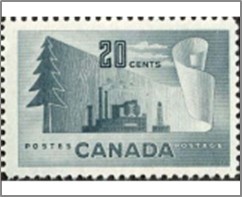 Mint Stamp Canada 1952 SC316 Forestry Products 20 ¢ - Canadian cent Grey**STOCK IMAGE**