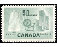 Mint Stamp Canada 1953 SC334 Textile industry 50 ¢ - Canadian cent Deep blue green**STOCK IMAGE**