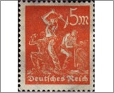 Mint Stamp German Reich 1923 MI238(SC221) 5 reichsmark Dark orange Miner**STOCK IMAGE**