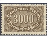 Mint Stamp German Reich  MI254b(SC206) 3000 German reichsmark Brown,Reddish brown Mark Numeral**STOCK IMAGE**