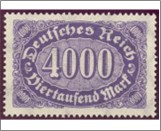 Mint Stamp German Reich  MI255(SC207) 4000 German reichsmark Black violet,Dark bluish violet Mark Numeral**STOCK IMAGE**