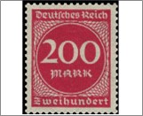 Mint Stamp German Reich  MI269(SC230) 200 German reichsmark Lilac red Value in circle**STOCK IMAGE**