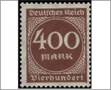 Mint Stamp German Reich  MI271(SC232) 400 German reichsmark Dark brown,Orange brown Value in circle**STOCK IMAGE**